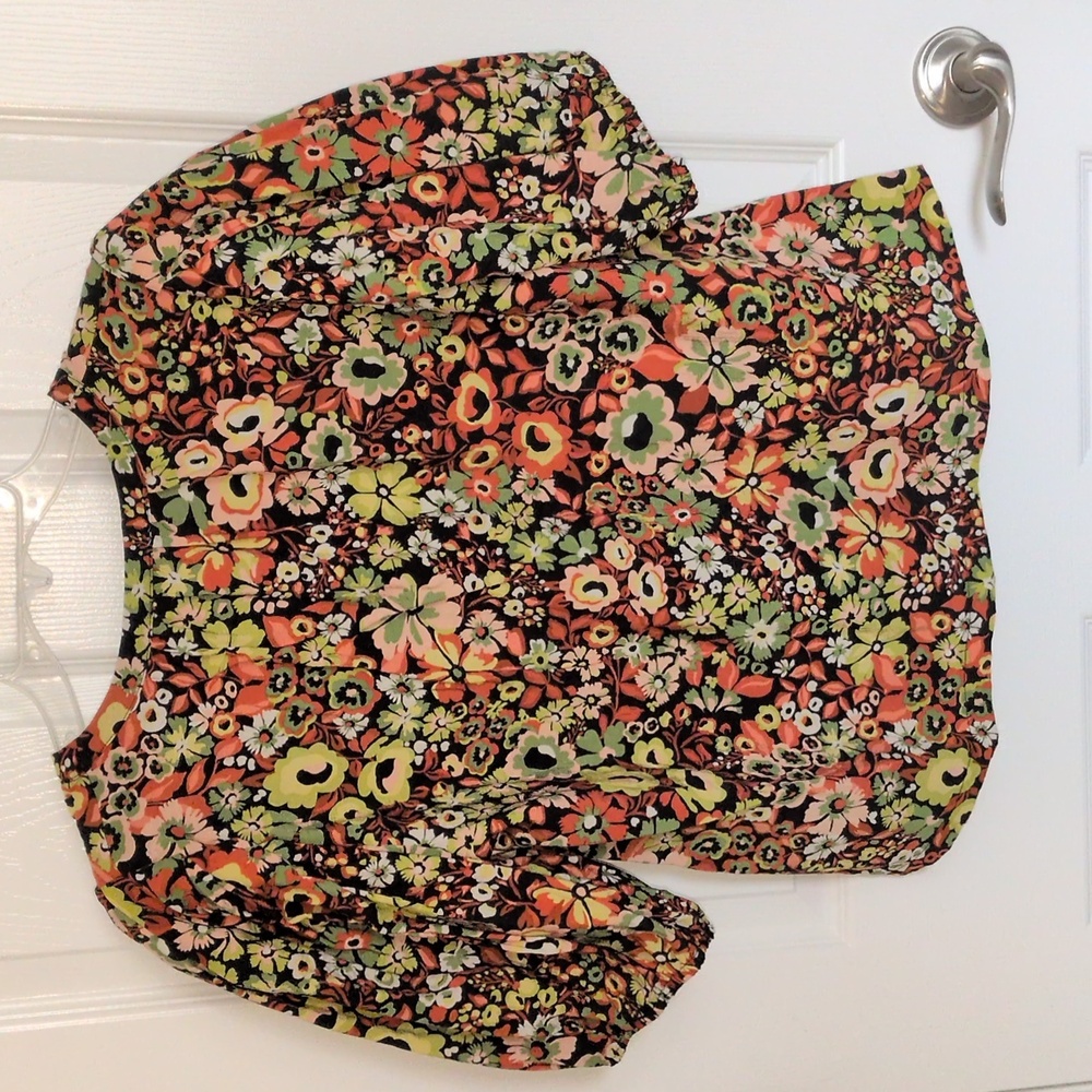 &merci Stacia Floral Puff Sleeve Lined Blouse - M - Picture 5 of 5